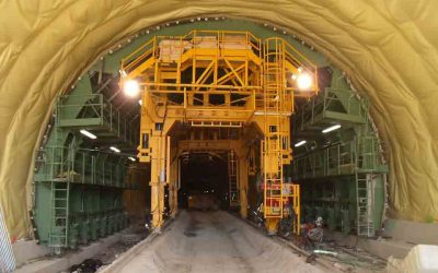 Encofrado para túnel en mina para la autovía A-21 en Yesa